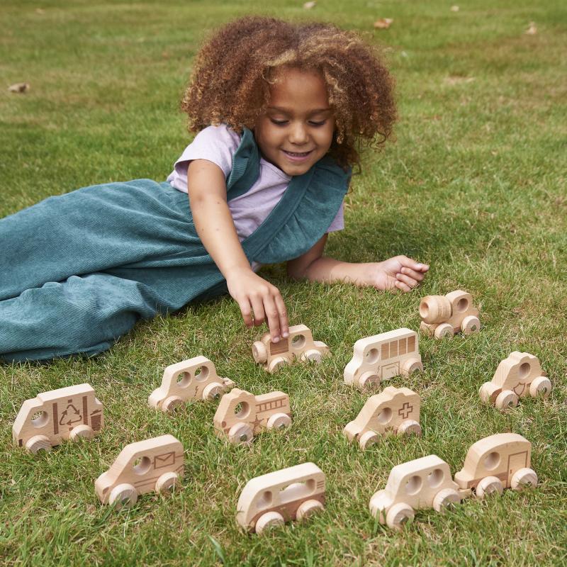 Natural Wooden Vehicles Set (12Pk), Learning SPACE