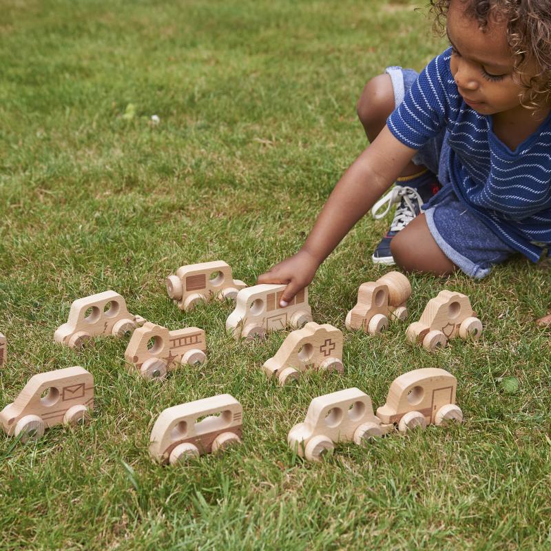 Natural Wooden Vehicles Set (12Pk), Learning SPACE