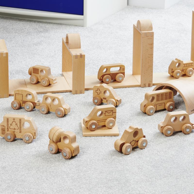 Natural Wooden Vehicles Set (12Pk), Learning SPACE
