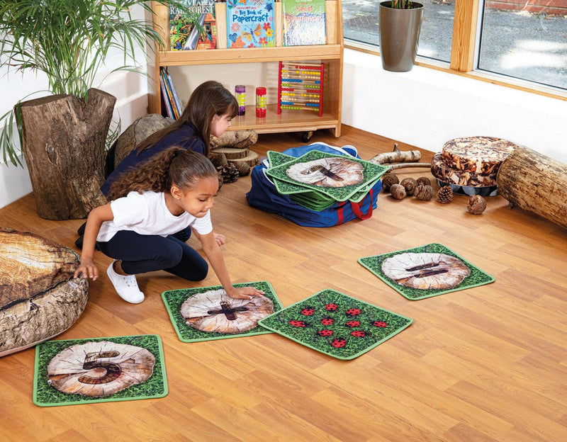Natural World Counting Indoor/Outdoor 35 Mini Placement Carpets with holdall, Learning SPACE
