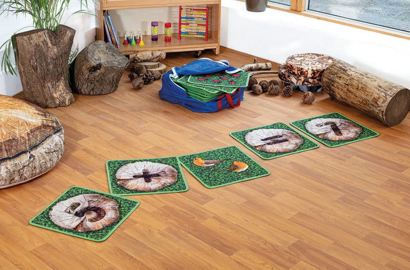Natural World Counting Indoor/Outdoor 35 Mini Placement Carpets with holdall, Learning SPACE