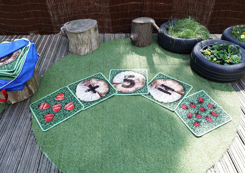 Natural World Counting Indoor/Outdoor 35 Mini Placement Carpets with holdall, Learning SPACE