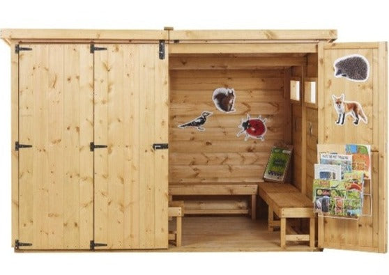 NatureNook Explorer's Hub - Closed Curriculum Forest Cabin-Cosy Direct, Forest School & Outdoor Garden Equipment, Nooks dens & Reading Areas, Outdoor Classroom, Outdoor Dens, Reading Area, Sensory Dens, Wellbeing Furniture-Learning SPACE