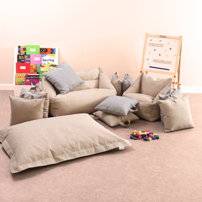 Neutral Kids Woven Sofa & Armchair Bean Bag - Sets, Learning SPACE