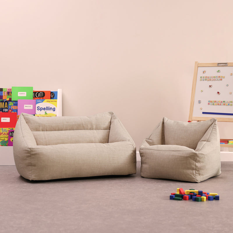 Neutral Kids Woven Sofa & Armchair Bean Bag - Sets, Learning SPACE