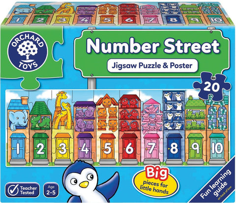 Number Street - Jigsaw Puzzle and Poster-13-99 Piece Jigsaw,Calmer Classrooms,Classroom Displays,Counting Numbers & Colour,Dyscalculia,Early Years Maths,Games & Toys,Gifts For 3-5 Years Old,Helps With,Maths,Maths Toys,Neuro Diversity,Orchard Toys,Primary Maths,Stock,Strength & Co-Ordination-Learning SPACE