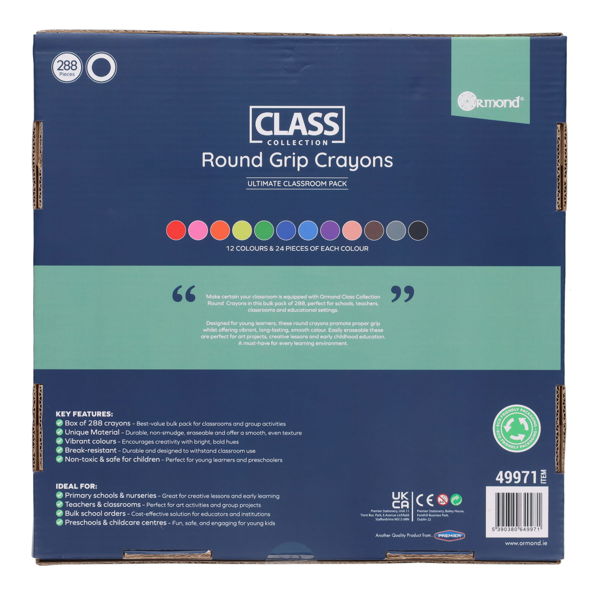 Ormond Class Collection - 288 Round Grip Crayons, Learning SPACE
