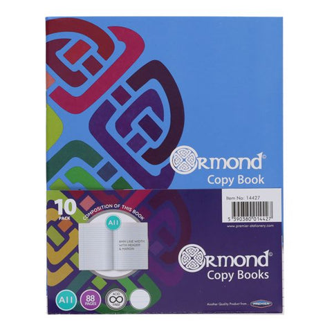 Ormond Pkt.10 88Pg A11 Exercise Copy Books, Learning SPACE
