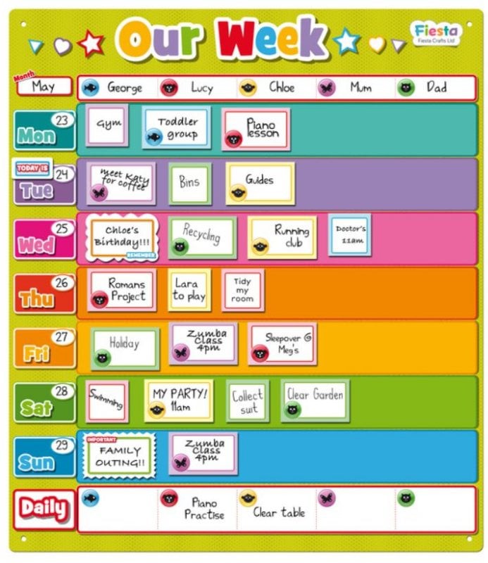 Our Week Magnetic Daily Organiser, Learning SPACE