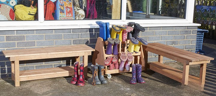 Outdoor Shoe Benches (2Pk)-Children's Wooden Seating, Cloakroom, Cosy Direct, Seating-Learning SPACE