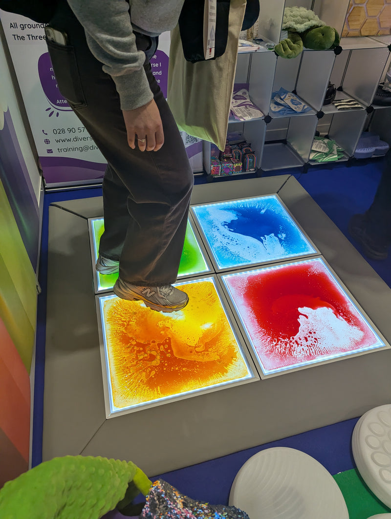Light Up Sensory Floor Tile Kit (4 Tiles + Adaptor + Surround), Learning SPACE