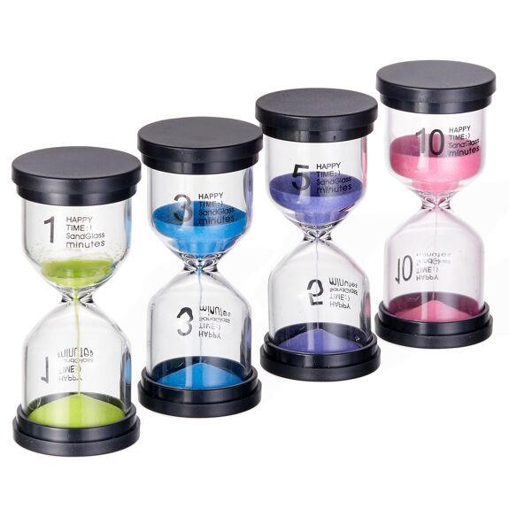 Pack of 4 Liquid Motion Toy Sand Timers - Hourglass, Learning SPACE