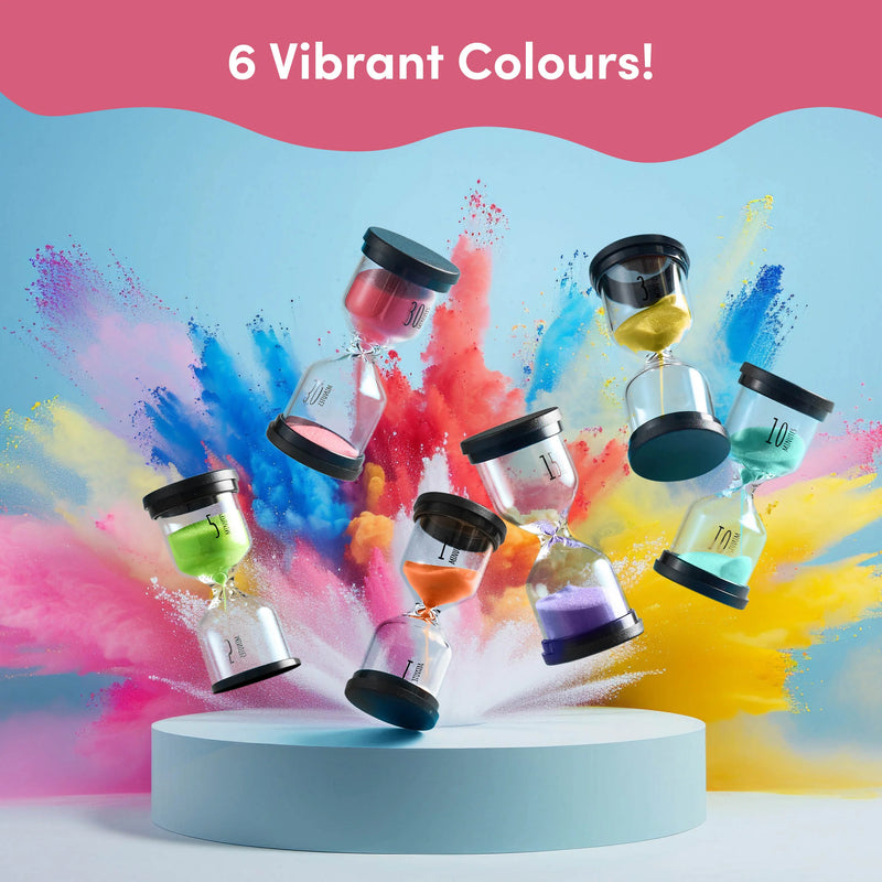 Pack of 6 Liquid Motion Toy Sand Timers - Hourglass, Learning SPACE