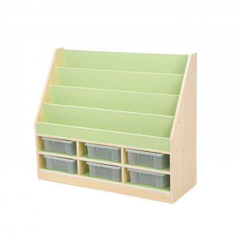 Pastel Green Book Storage unit-Bookcases, Calmer Classrooms, Classroom Displays, Helps With, Reading Area, Storage, Wellbeing Furniture-Learning SPACE