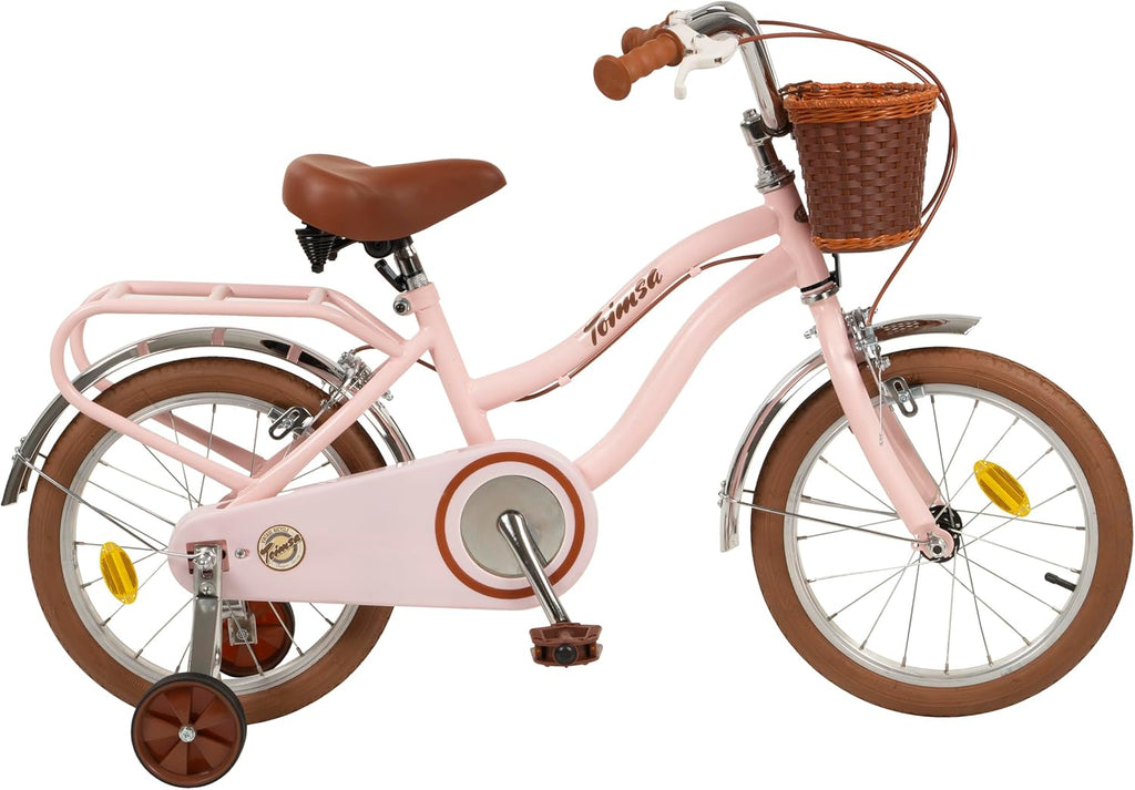 Pastel Pink Toimsa Vintage Bicycle 16inch wheels for younger Children, Learning SPACE