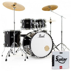 Pearl Roadshow Drum Set Kit 5pc USA Fusion Kit w/3 Sabian Cymbals, Jet Black, Musical Instruments Learning SPACE