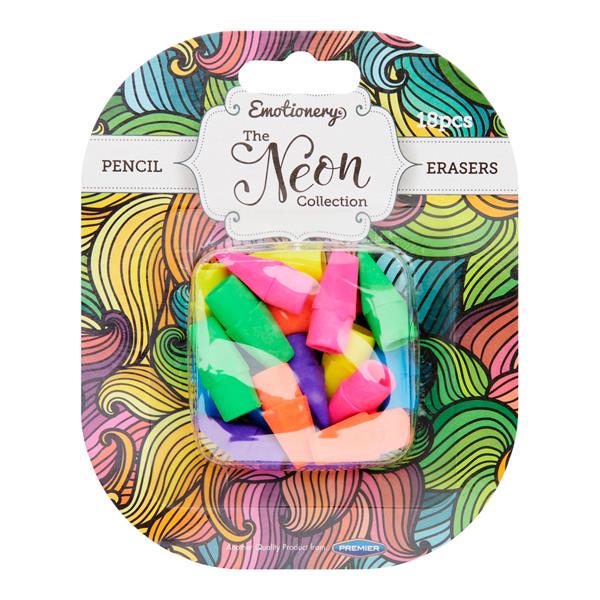 Pencil Top Erasers - Neon Collection 18 Pack, Stationery Learning SPACE