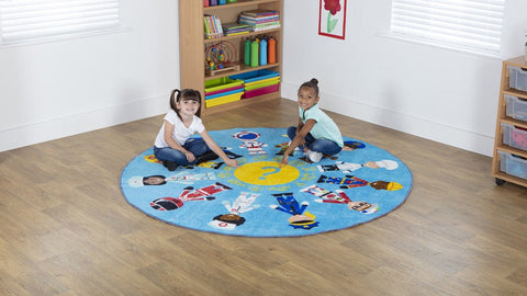 People Who Help Us Circular Carpet 2x2m-Educational Carpet, Kit For Kids, Mats & Rugs, Multi-Colour, Round, Rugs, Wellbeing Furniture, World & Nature-Learning SPACE