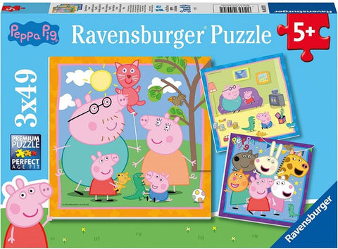 Peppa Pig 3 x 49 Piece Jigsaw Puzzle-13-99 Piece Jigsaw, Gifts For 3-5 Years Old, Peppa Pig, Ravensburger Jigsaws-Learning SPACE