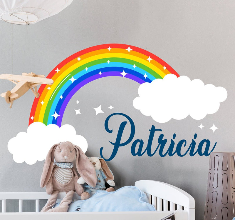 Personalised Sparkly Rainbow Wall sticker, Learning SPACE
