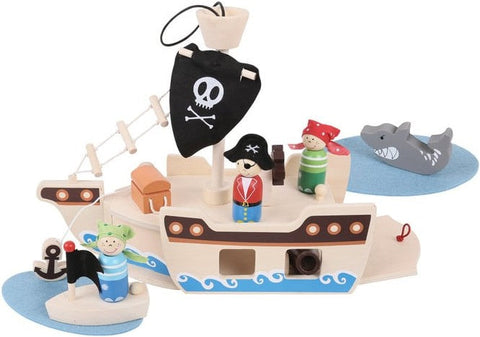 Pirate Ship Mini Playset-Bigjigs Toys,Dinosaurs. Castles & Pirates,Gifts For 3-5 Years Old,Imaginative Play,Stock,Wooden Toys-Learning SPACE