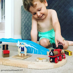 Pirate Train Set-Bigjigs Toys, Cars & Transport, Dinosaurs. Castles & Pirates, Games & Toys, Gifts For 3-5 Years Old, Train, Wooden Toys-Learning SPACE