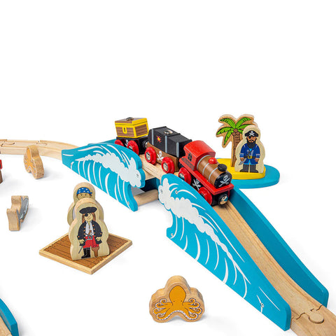 Pirate Train Set-Bigjigs Toys,Cars & Transport,Dinosaurs. Castles & Pirates,Games & Toys,Gifts For 3-5 Years Old,Train,Wooden Toys-Learning SPACE