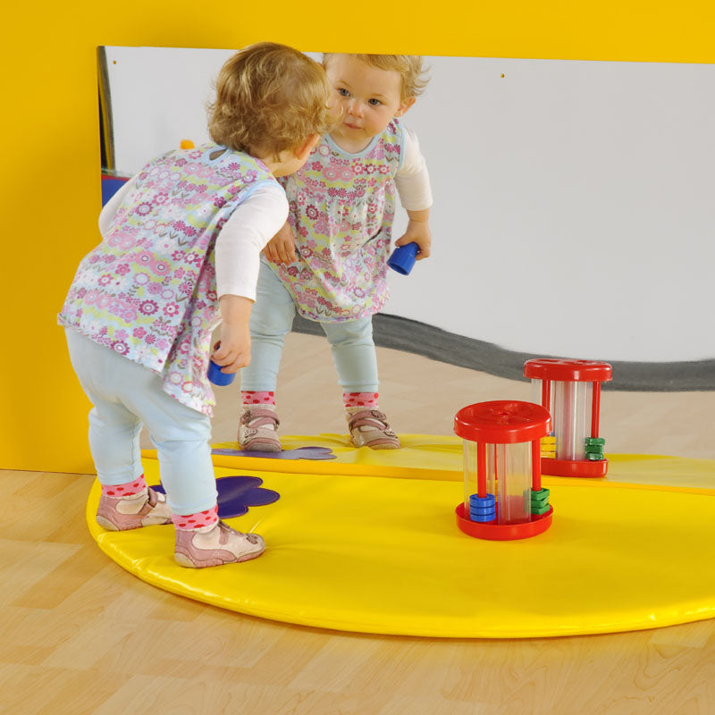 Plain Semi Circle Mat with Rectangular Mirror Set, Blue Learning SPACE