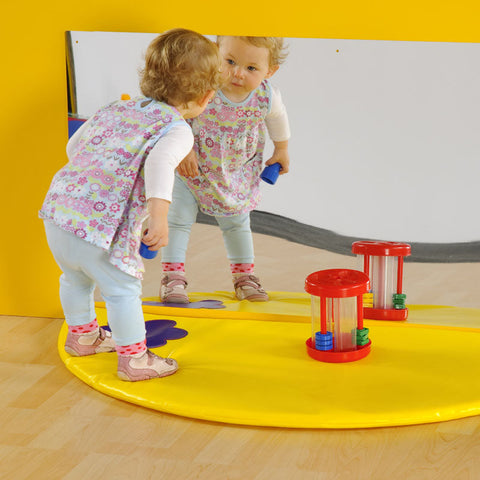 Plain Semi Circle Mat with Rectangular Mirror Set-AllSensory,Dropship,Floor Padding,Matrix Group,Padding for Floors and Walls,Sensory Mirrors,Soft Play Sets-Blue-PRM3051BL-Learning SPACE
