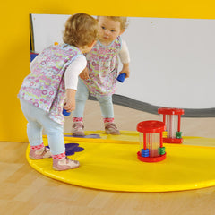 Plain Semi Circle Mat with Rectangular Mirror Set-AllSensory,Dropship,Floor Padding,Matrix Group,Padding for Floors and Walls,Sensory Mirrors,Soft Play Sets-Blue-PRM3051BL-Learning SPACE