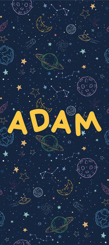 Planets in Space Door sticker - Personalisable, 45x90 cm Learning SPACE