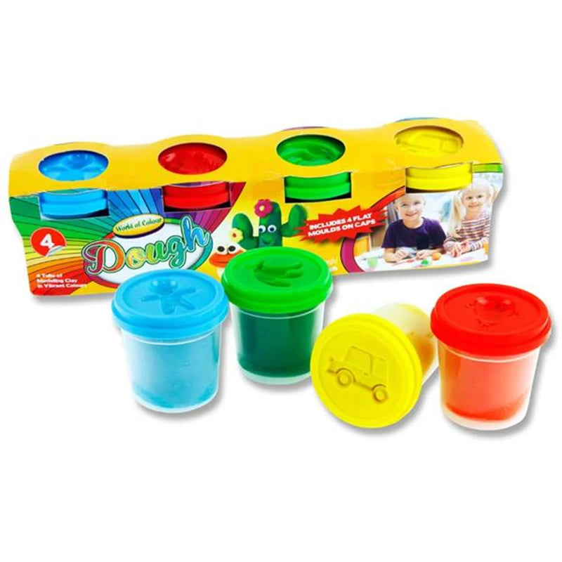 Play Dough with Mould Lid 4x140g Pots, Learning SPACE