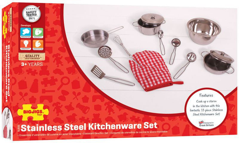 Play Kitchen - Stainless Steel Kitchenware Set, Learning SPACE