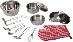 Play Kitchen - Stainless Steel Kitchenware Set-Bigjigs Toys,Calmer Classrooms,Gifts For 2-3 Years Old,Imaginative Play,Kitchens & Shops & School,Life Skills,Play Kitchen Accessories,Role Play,SCOTEXCEL,Stock-Learning SPACE