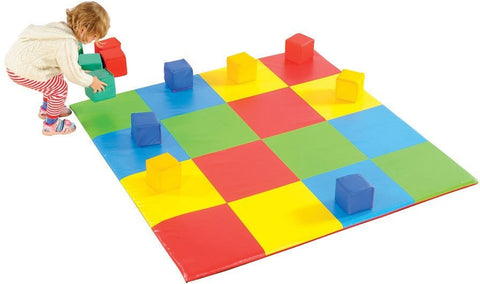Play Mat - Patchwork Colour Squares (1.47M Sq)-Additional Need,AllSensory,Baby Sensory Toys,Down Syndrome,Dropship,Gross Motor and Balance Skills,Helps With,Mats,Mats & Rugs,Multi-Colour,Playmat,Playmats & Baby Gyms,Square,Stock-Learning SPACE