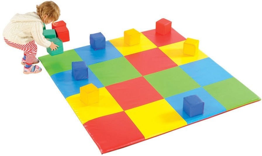 Play Mat - Patchwork Colour Squares (1.47M Sq)-Additional Need, AllSensory, Baby Sensory Toys, Down Syndrome, Gross Motor and Balance Skills, Helps With, Mats, Mats & Rugs, Multi-Colour, Playmat, Playmats & Baby Gyms, Square, Stock-Learning SPACE