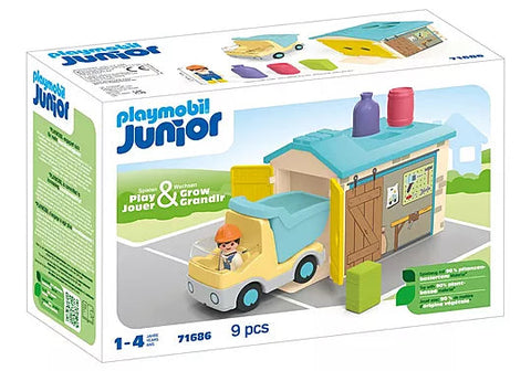 Playmobil® JUNIOR: Construction Truck with Garage-Engineering & Construction,Games & Toys,Gifts for 5-7 Years Old,Imaginative Play,Playmobil,Primary Games & Toys,Small World-Learning SPACE