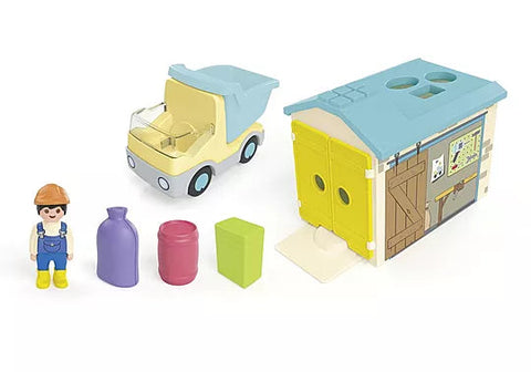 Playmobil® JUNIOR: Construction Truck with Garage-Engineering & Construction,Games & Toys,Gifts for 5-7 Years Old,Imaginative Play,Playmobil,Primary Games & Toys,Small World-Learning SPACE