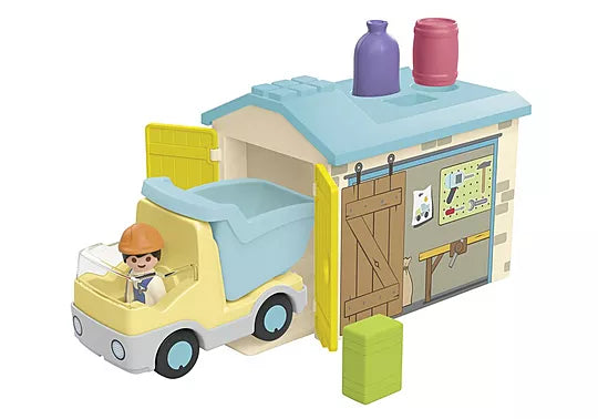 Playmobil® JUNIOR: Construction Truck with Garage-Engineering & Construction,Games & Toys,Gifts for 5-7 Years Old,Imaginative Play,Playmobil,Primary Games & Toys,Small World-Learning SPACE
