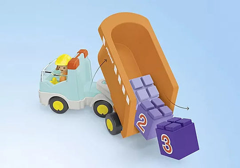 Playmobil® JUNIOR: Dump Truck-Fire. Police & Hospital, Gifts for 5-7 Years Old, Imaginative Play, Playmobil, Primary Games & Toys, Small World-Learning SPACE