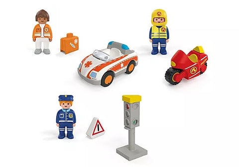 Playmobil® JUNIOR: Everyday Heroes-Fire. Police & Hospital, Gifts for 5-7 Years Old, Imaginative Play, Playmobil, Primary Games & Toys, Small World-Learning SPACE