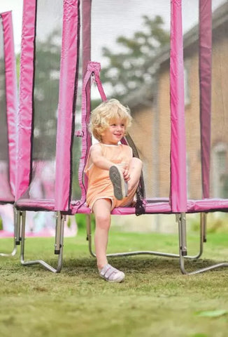 Plum® Pink Junior Trampoline and Enclosure – 4ft-Bounce, Featured, Plum Play, Plum Products Ltd, Trampolines-Learning SPACE