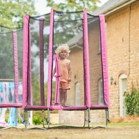 Plum® Pink Junior Trampoline and Enclosure – 4ft-Bounce, Featured, Plum Play, Plum Products Ltd, Trampolines-Learning SPACE