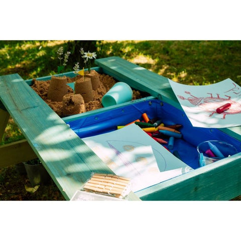Plum® Surfside Sand & Water Table [Teal]-Eco Friendly,Outdoor Furniture,Picnic Table,Plum Play,S.T.E.M,Science Activities,Table,Wooden Table-Learning SPACE