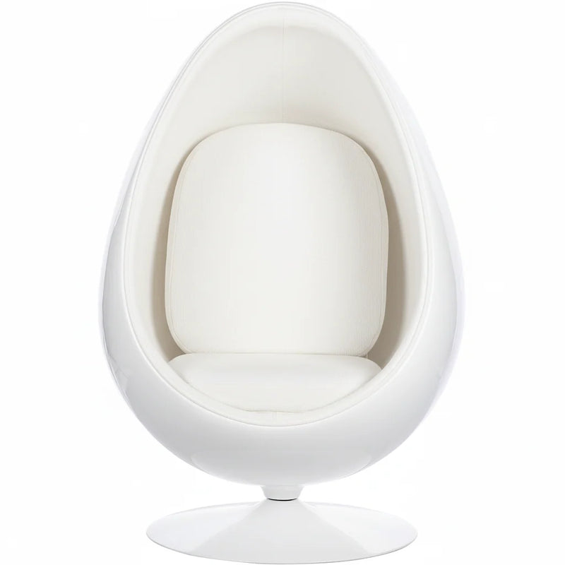 White egg-shaped chair on a white background