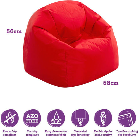 Primary Size Bean Bag Chair - With Back Support-Bean Bags,Bean Bags & Cushions,Eden Learning Spaces,Matrix Group,Nurture Room,Wellbeing Furniture-Red-ED1TUBMOD008-Learning SPACE