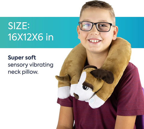 Puppy Vibrating Neck Pillow – Soothing Sensory Comfort by Bouncyband-ADD/ADHD,Autism,Bouncyband,Calming & Anxiety,Comfort Toys,excell2,Playlearn,Plush,Sensory Processing Disorder,Weighted & Deep Pressure,Weighted Lap Pad,Weighted Shoulder Snakes-Learning SPACE