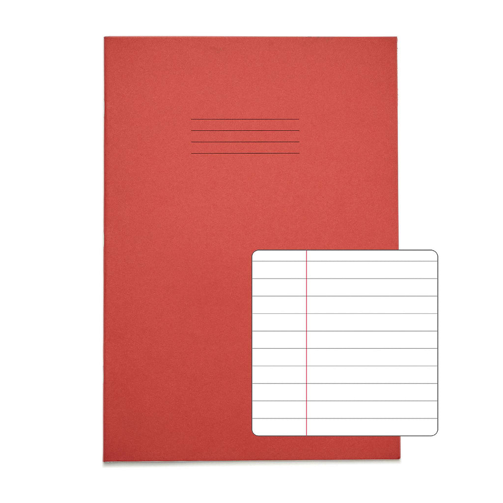 RHINO 8mm Ruled A4 Exercise Books with Margin – 100-Pack-Exercise Books-32 Pages-Red-VDU014-165-8-Learning SPACE