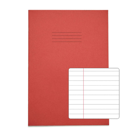 RHINO 8mm Ruled A4 Exercise Books with Margin – 100-Pack-Exercise Books-32 Pages-Red-VDU014-165-8-Learning SPACE