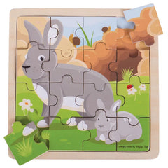 Rabbit and Kitten Puzzle-2-12 Piece Jigsaw,Baby & Toddler Gifts,Baby Toys,Baby Wooden Toys,Bigjigs Toys,Sound. Peg & Inset Puzzles-Learning SPACE